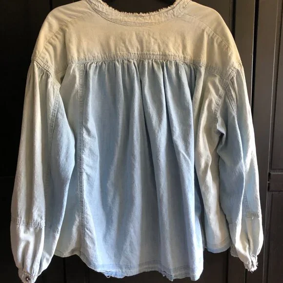 Free People Light Blue Denim Button-Up - Picture 8 of 14